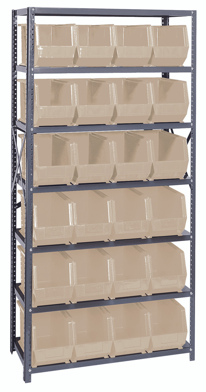 Shelving Unit, 18"D x 36"L x 75"H, heavy duty, Gray, Ivory, Carbon Steel, QSBU-265IV