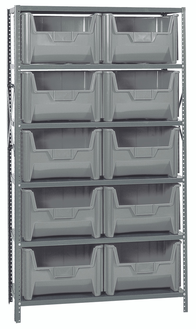 Shelving Unit, 18"D x 42"L x 75"H, heavy duty, Gray, Gray, Carbon Steel, QSBU-700GY