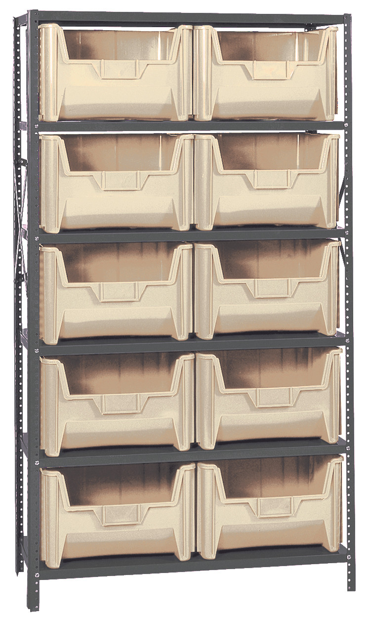 Shelving Unit, 18"D x 42"L x 75"H, heavy duty, Gray, Ivory, Carbon Steel, QSBU-700IV