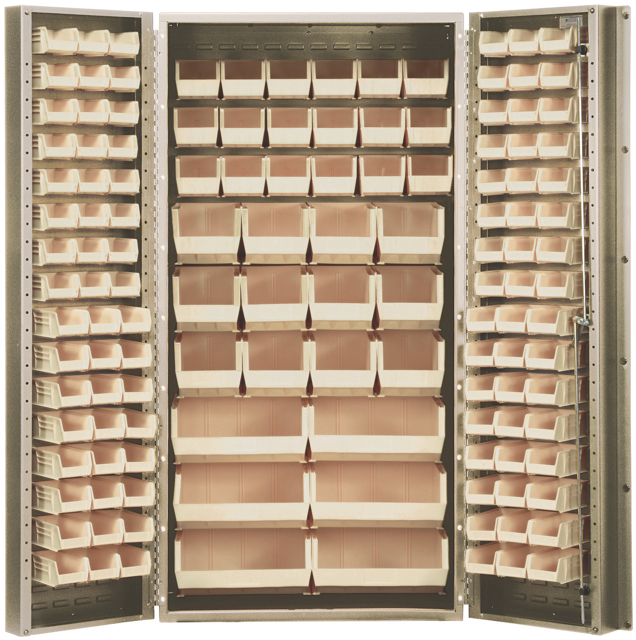 Heavy-Duty 36" Bin Cabinet, 36"W x 24"D x 72"H, 14 gauge all welded construction, Beige, Clear, Carbon Steel, QSC-BG-36-68CL
