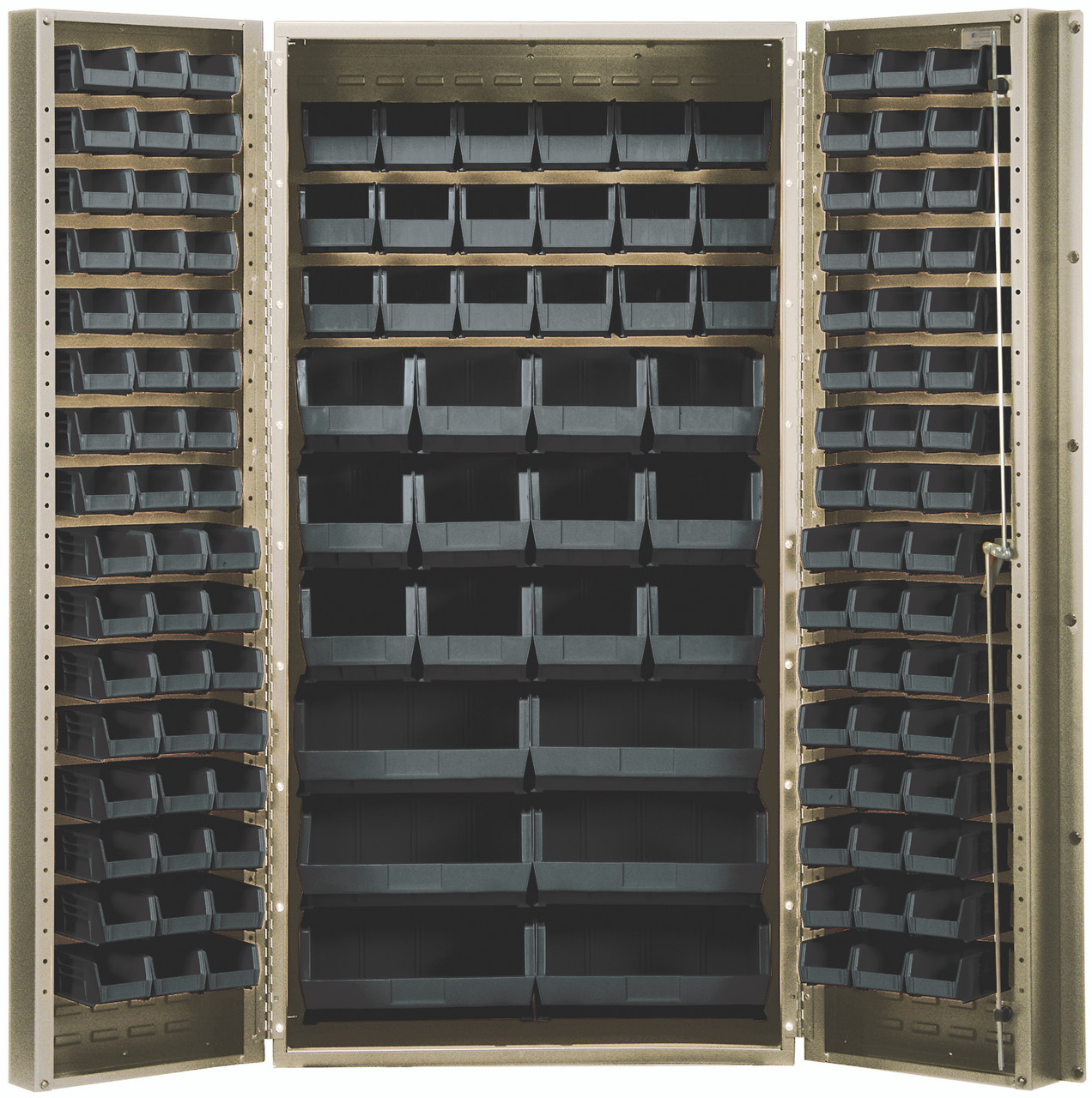 Heavy-Duty 36" Bin Cabinet, 36"W x 24"D x 72"H, 14 gauge all welded construction, Beige, Black, Carbon Steel, QSC-BG-36BK
