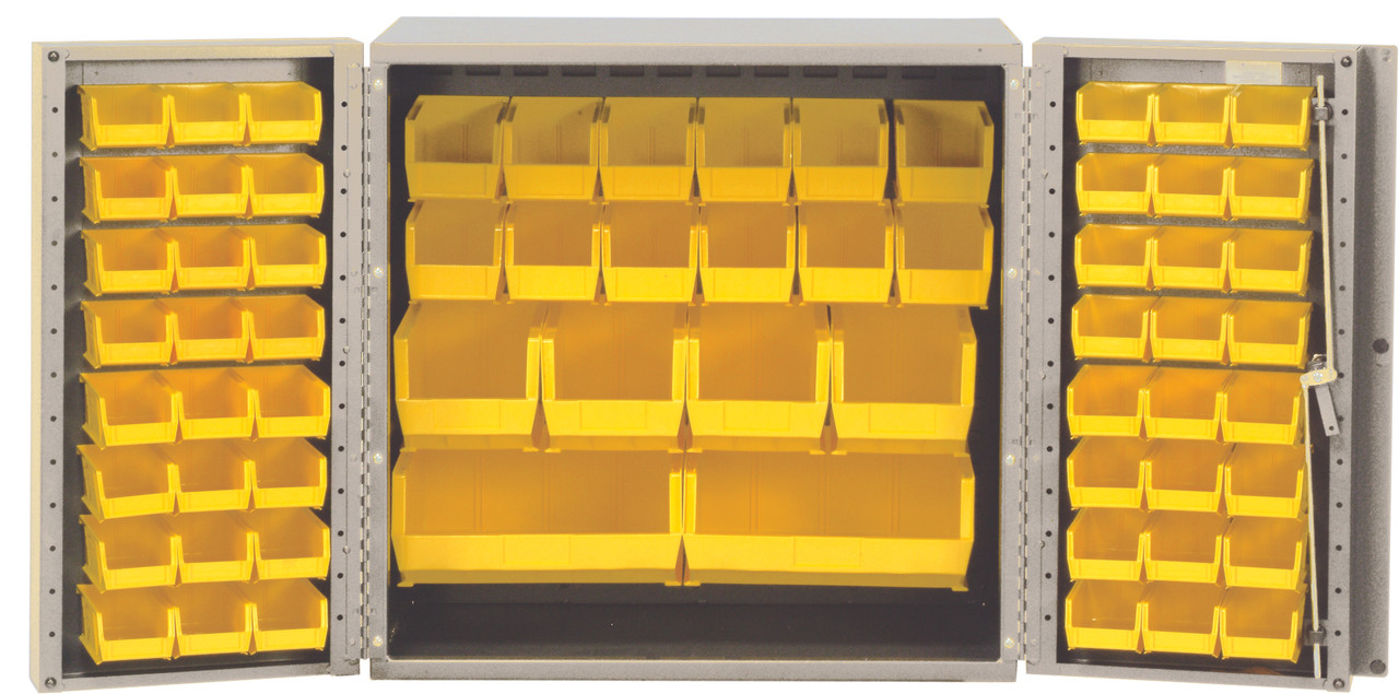 Heavy-Duty 36" Bin Cabinet, 36"W x 24"D x 36"H, 14 gauge all welded construction, Beige, Ivory, Carbon Steel, QSC-BG-36-MINIV