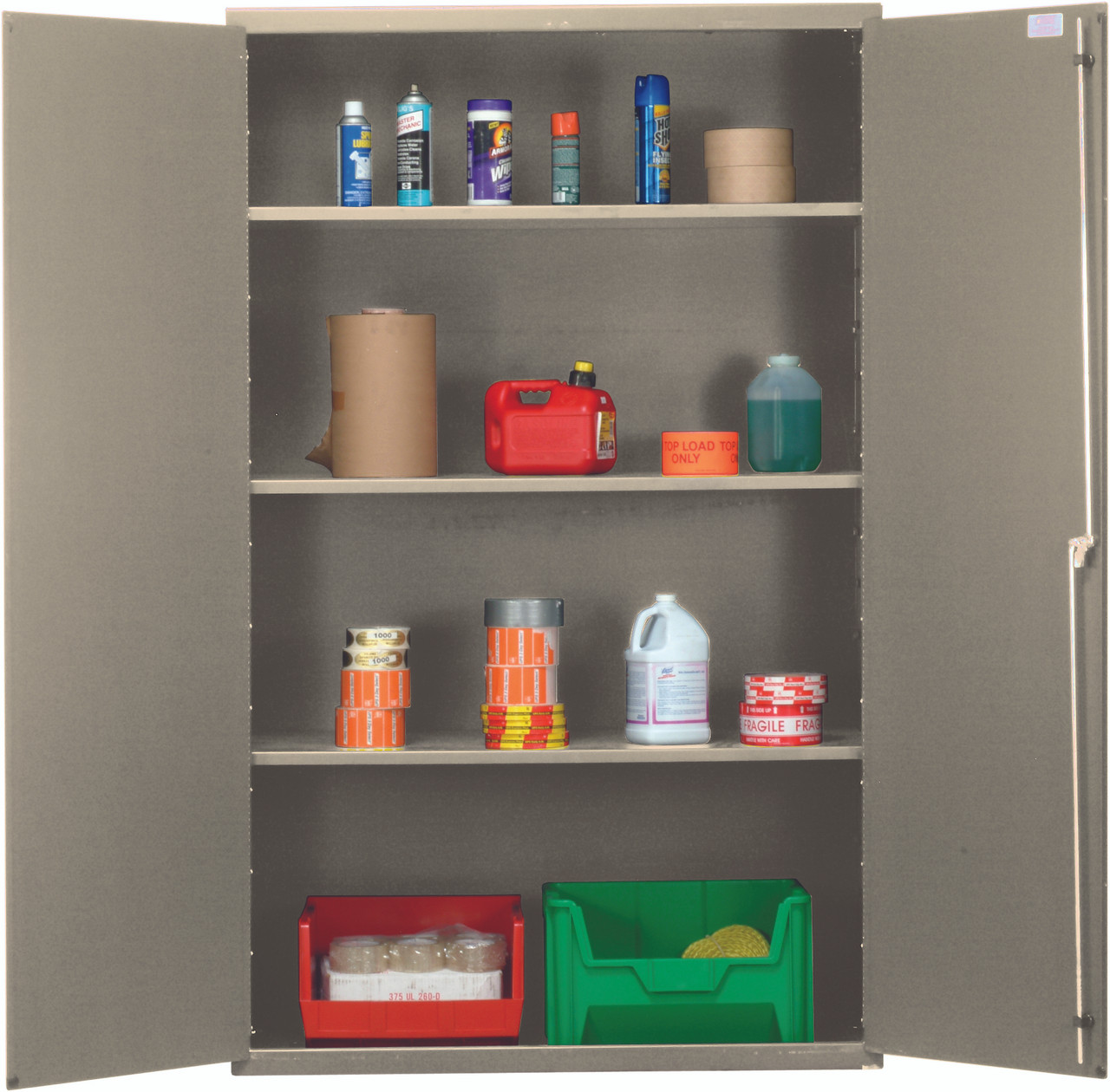 Heavy-Duty 48" Cabinet, 48"W x 24"D x 78"H, 400 lb. capacity per shelf, Beige, 0, Carbon Steel, QSC-BG-3IS