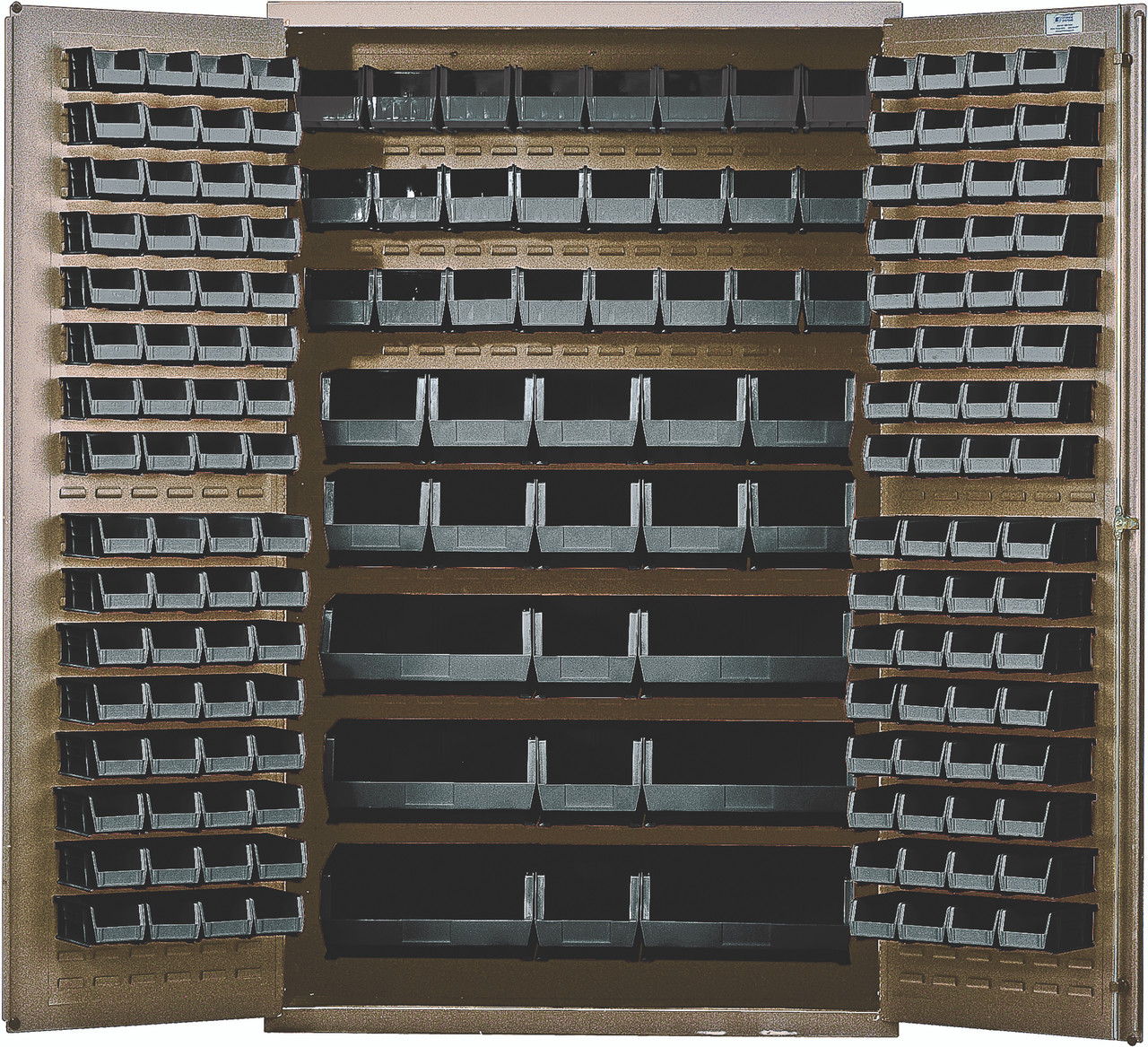 Heavy-Duty 48" Bin Cabinet, 48"W x 24"D x 78"H, 14 gauge all welded construction, Beige, Black, Carbon Steel, QSC-BG-48BK