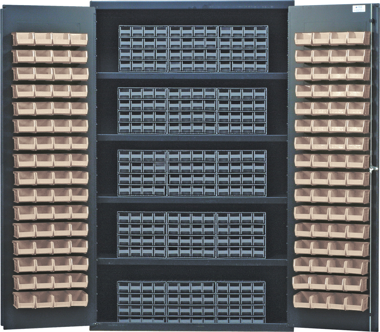 Heavy-Duty 48" Bin Cabinet, interlocking drawer storage, 48"W x 24"D x 78"H, Beige, Ivory, Carbon Steel, QSC-BG-QIC161IV
