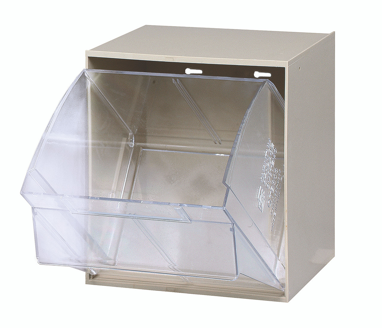 Tip Out Bin, (1) compartment, 11-13/16"W x 11-3/4"D x 13-5/8"H handle with label slot, Ivory/Crystal, Ivory/Crystal, HIPS/GPP-10, QTB301IV
