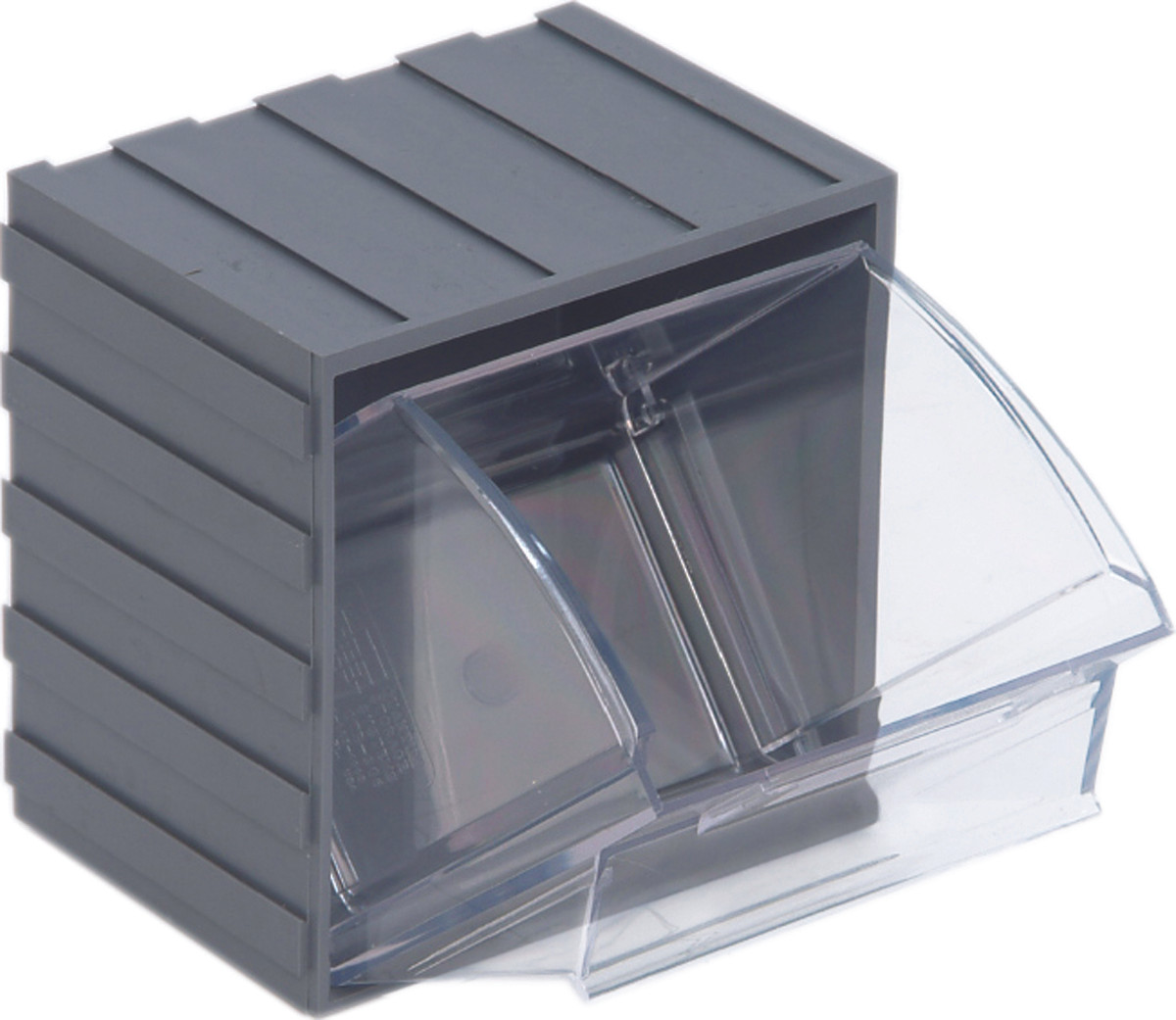 Tip Out Bin, (1) compartment, 3-5/8"W x 4-1/16"D x 4-1/4"H, Gray/Crystal, Gray/Crystal, HIPS/GPP-10, QTB406GY