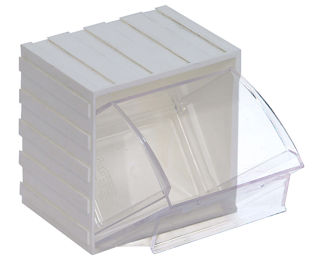 Tip Out Bin, (1) compartment, 3-5/8"W x 4-1/16"D x 4-1/4"H, White/Crystal, White/Crystal, HIPS/GPP-10, QTB406WTCS