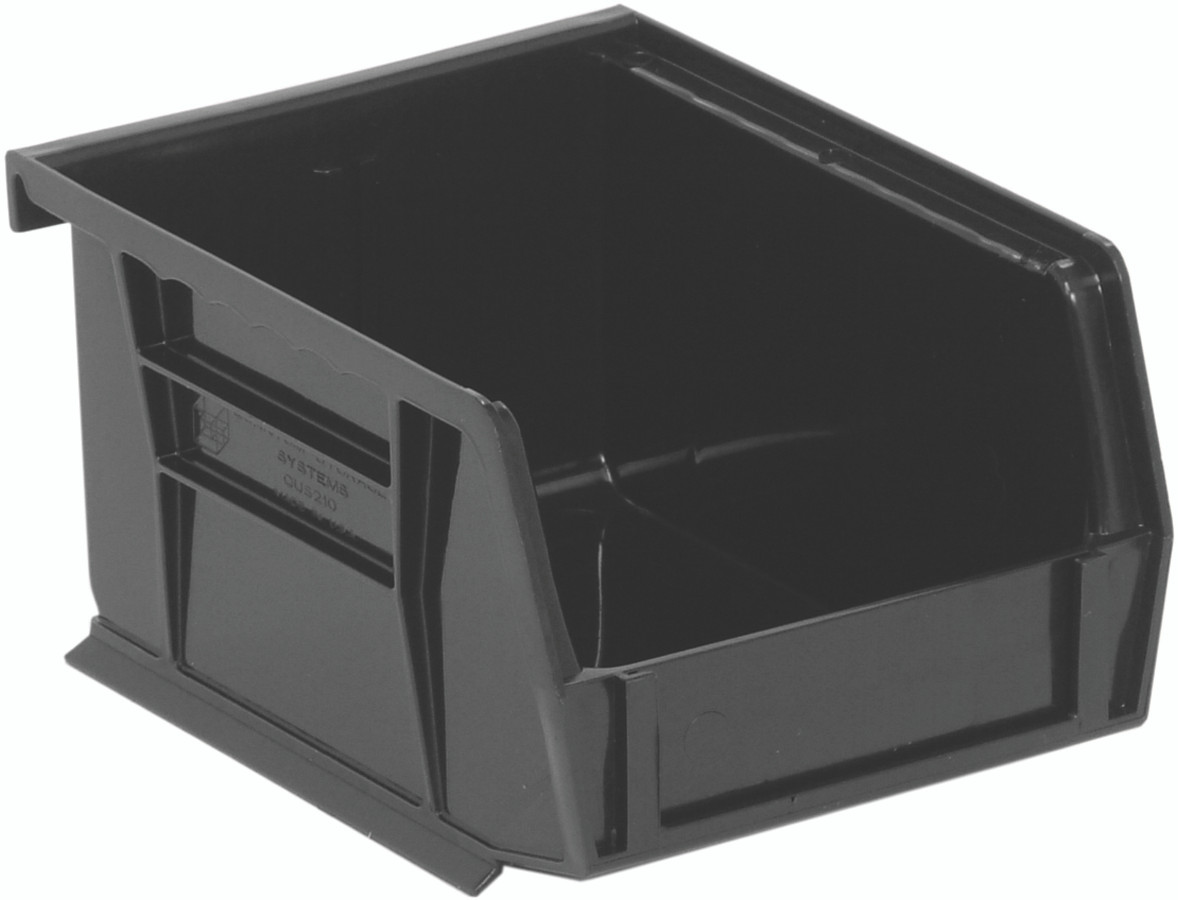 Bin, stacking or hanging, 4-1/8"W x 5-3/8"D x 3"H, Black, Black, Polypropylene, QUS210BK