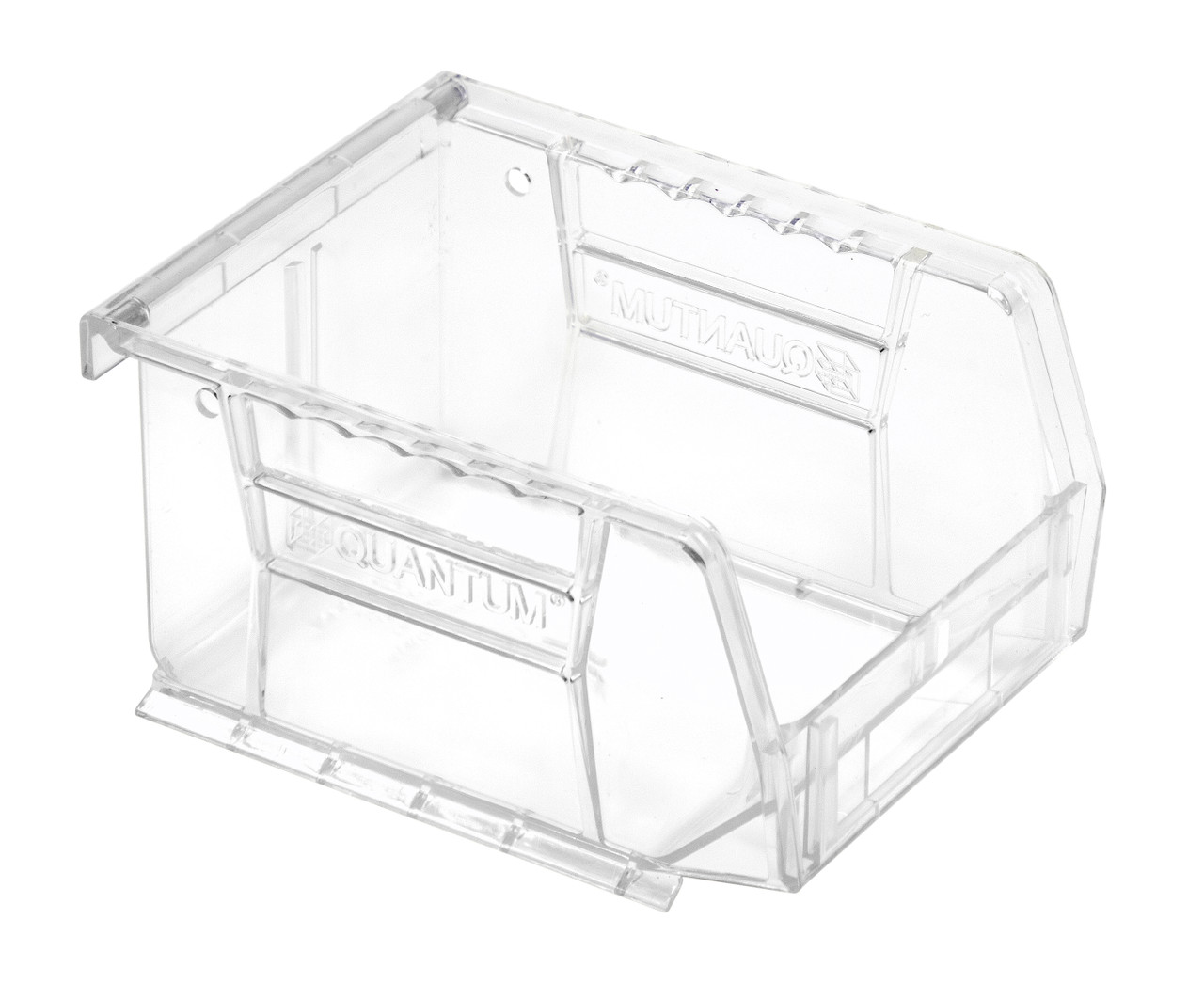 Bin, stacking or hanging, 4-1/8"W x 5-3/8"D x 3"H, Crystal Clear, Crystal Clear, Acrylic, QUS210CC