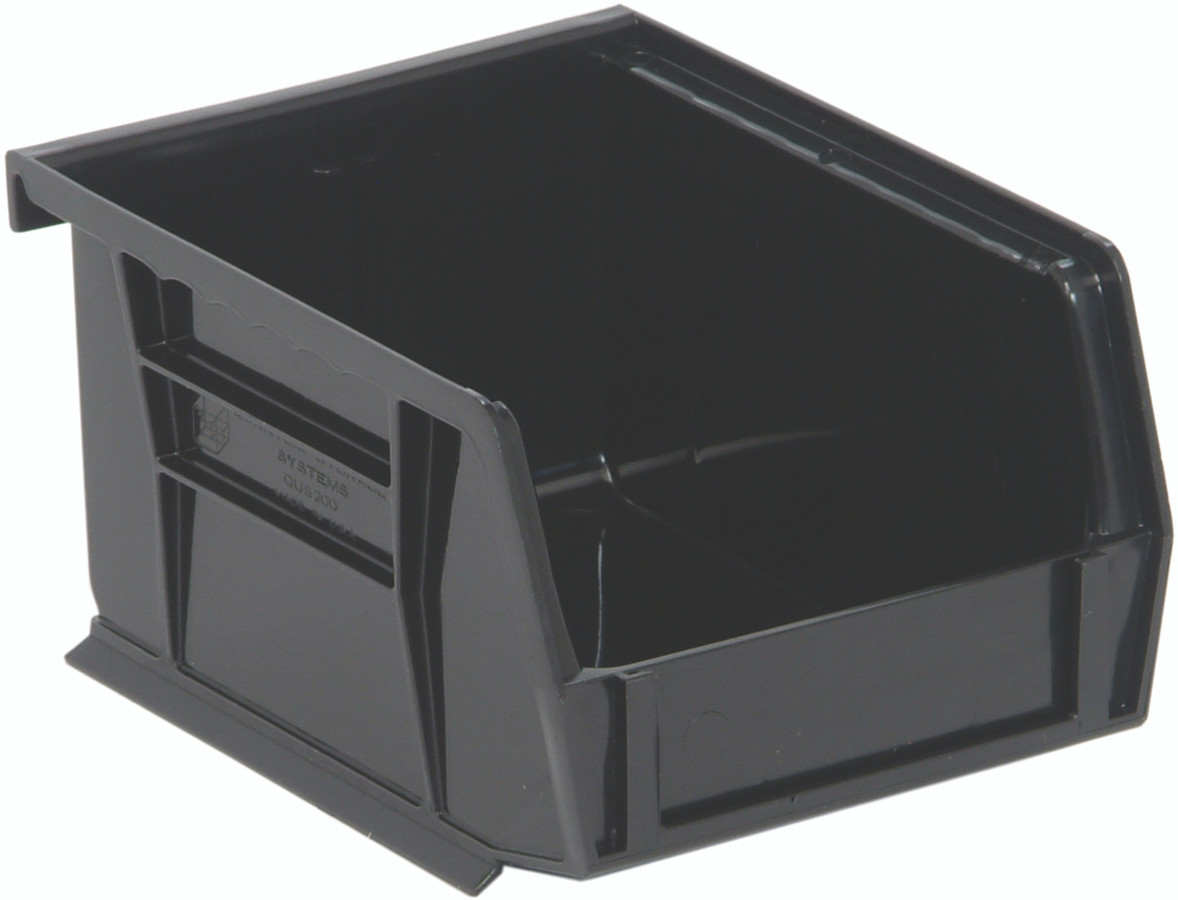 Bin, stacking or hanging, conductive 4-1/8"W x 5-3/8"D x 3"H, Black, Black, ESD, QUS210CO