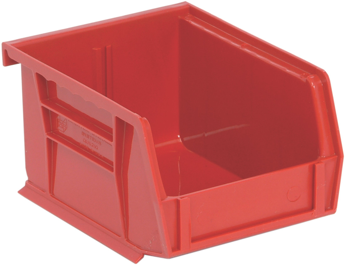 Bin, stacking or hanging, 4-1/8"W x 5-3/8"D x 3"H, Red, Red, Polypropylene, QUS210RD