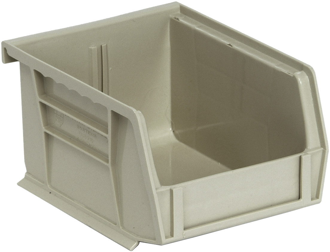 Bin, stacking or hanging, 4-1/8"W x 5-3/8"D x 3"H, Stone, Stone, Polypropylene, QUS210SN