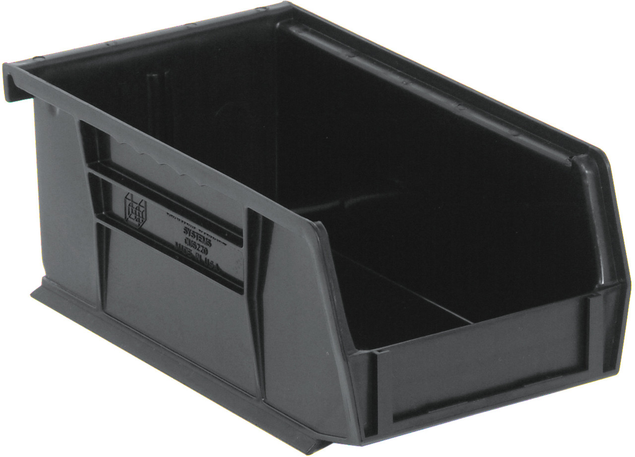 Bin, stacking or hanging, conductive, Black, Black, ESD, QUS220CO