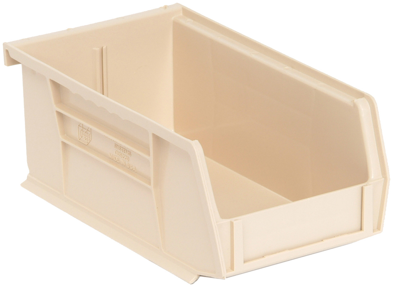Bin, stacking or hanging, 4-1/8"W x 7-3/8"D x 3"H, Ivory, Ivory, Polypropylene, QUS220IVCS