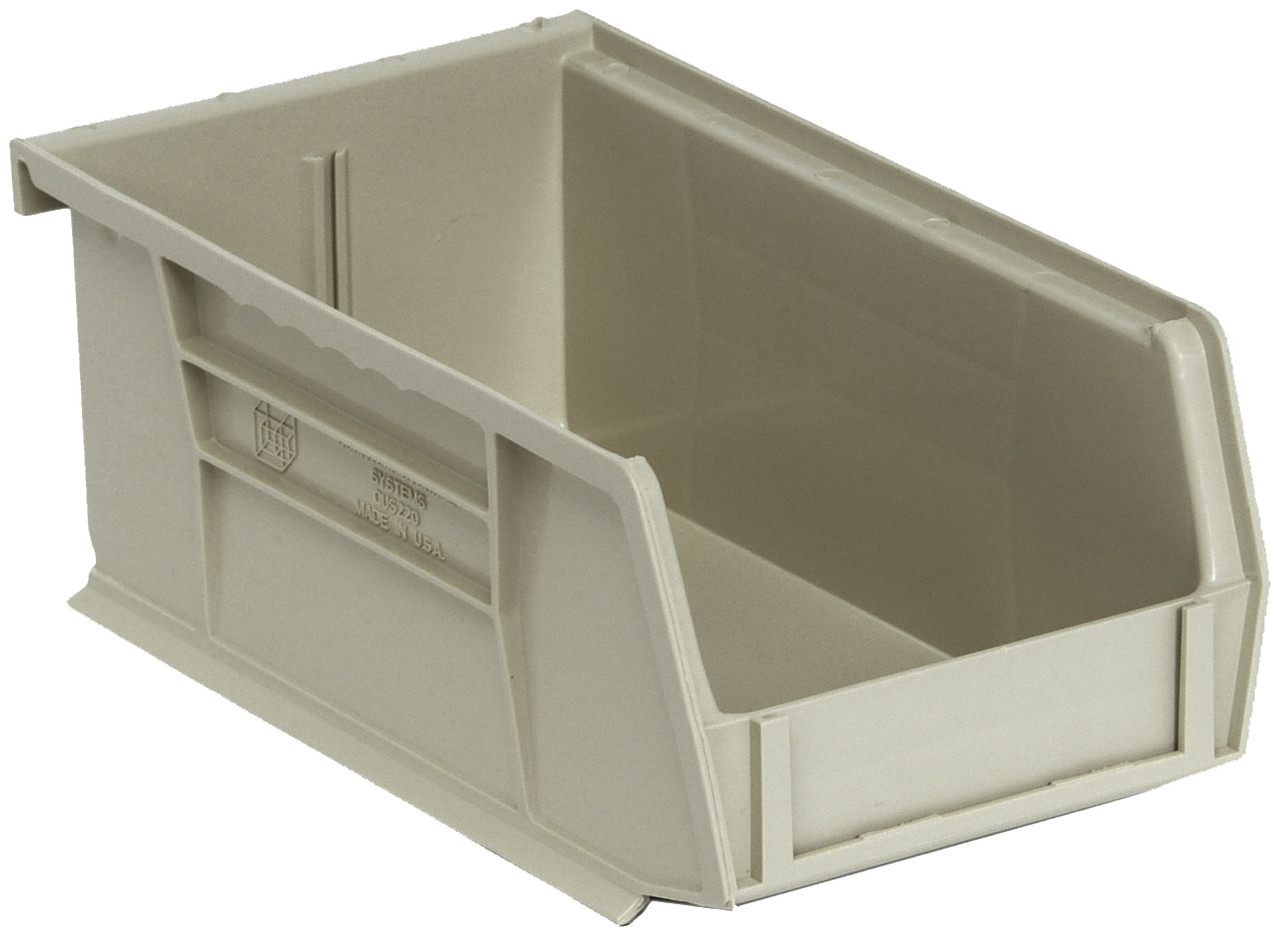 Bin, stacking or hanging, 4-1/8"W x 7-3/8"D x 3"H, Stone, Stone, Polypropylene, QUS220SNCS