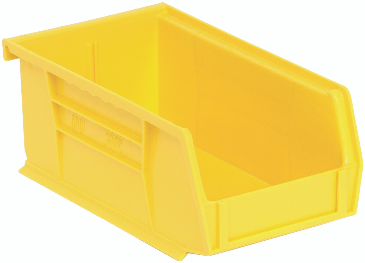 Bin, stacking or hanging, 4-1/8"W x 7-3/8"D x 3"H, Yellow, Yellow, Polypropylene, QUS220YL