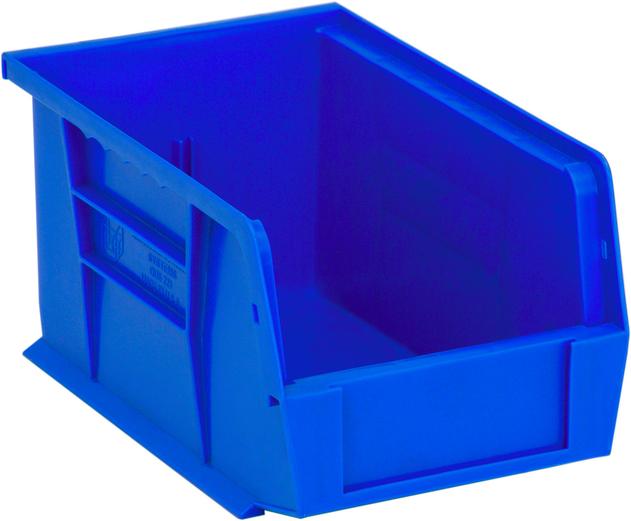 Bin, stacking or hanging, 6"W x 9-1/4"D x 5"H, Blue, Blue, Polypropylene, QUS221BLCS