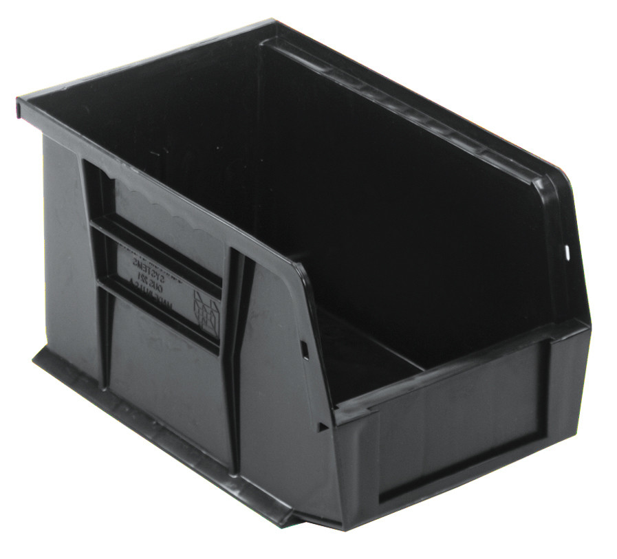 Bin, stacking or hanging, 6"W x 9-1/4"D x 5"H, Black, Black, Recycled PP, QUS221BRCS