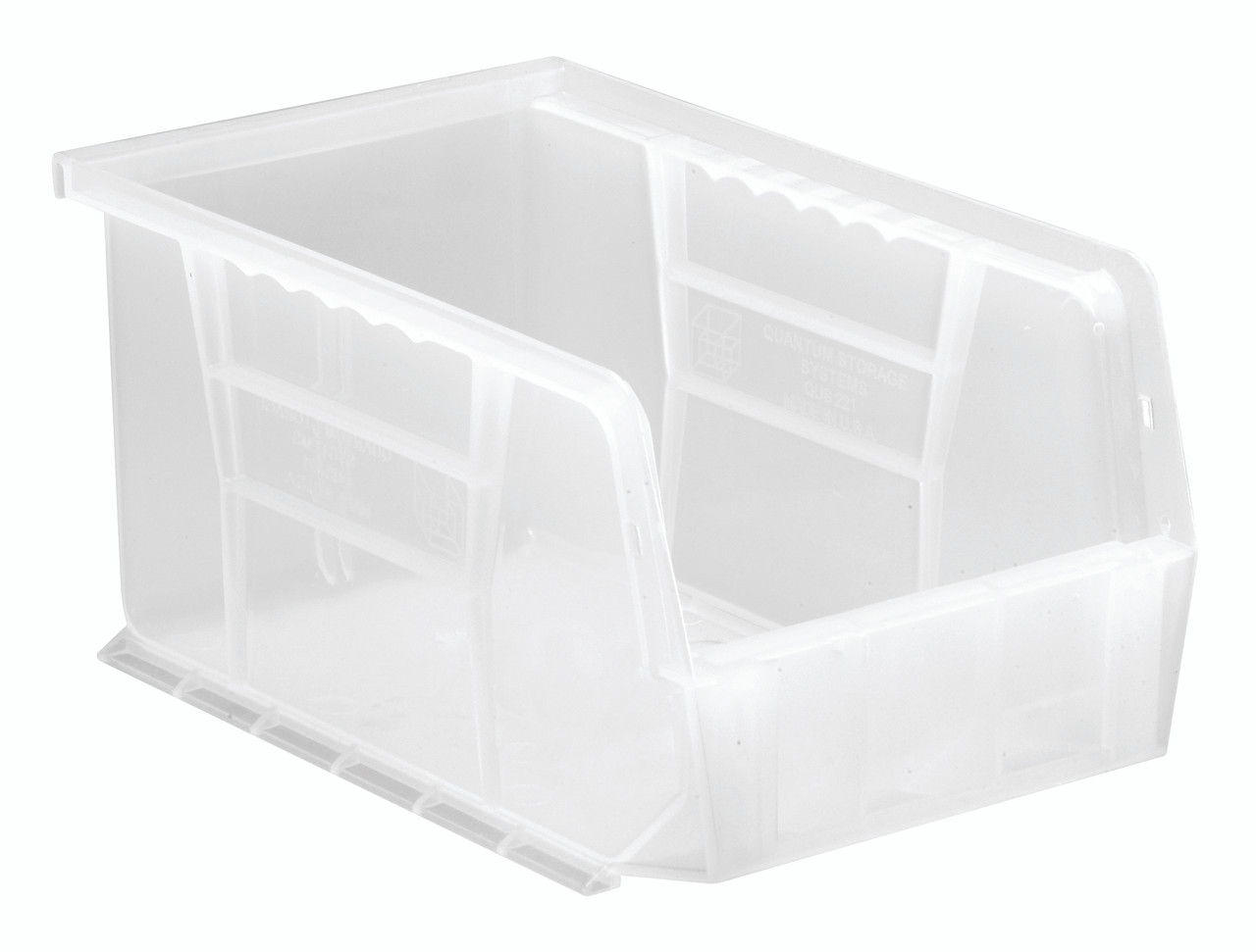 Bin, stacking or hanging, 6"W x 9-1/4"D x 5"H, Clear, Clear, Polypropylene, QUS221CL