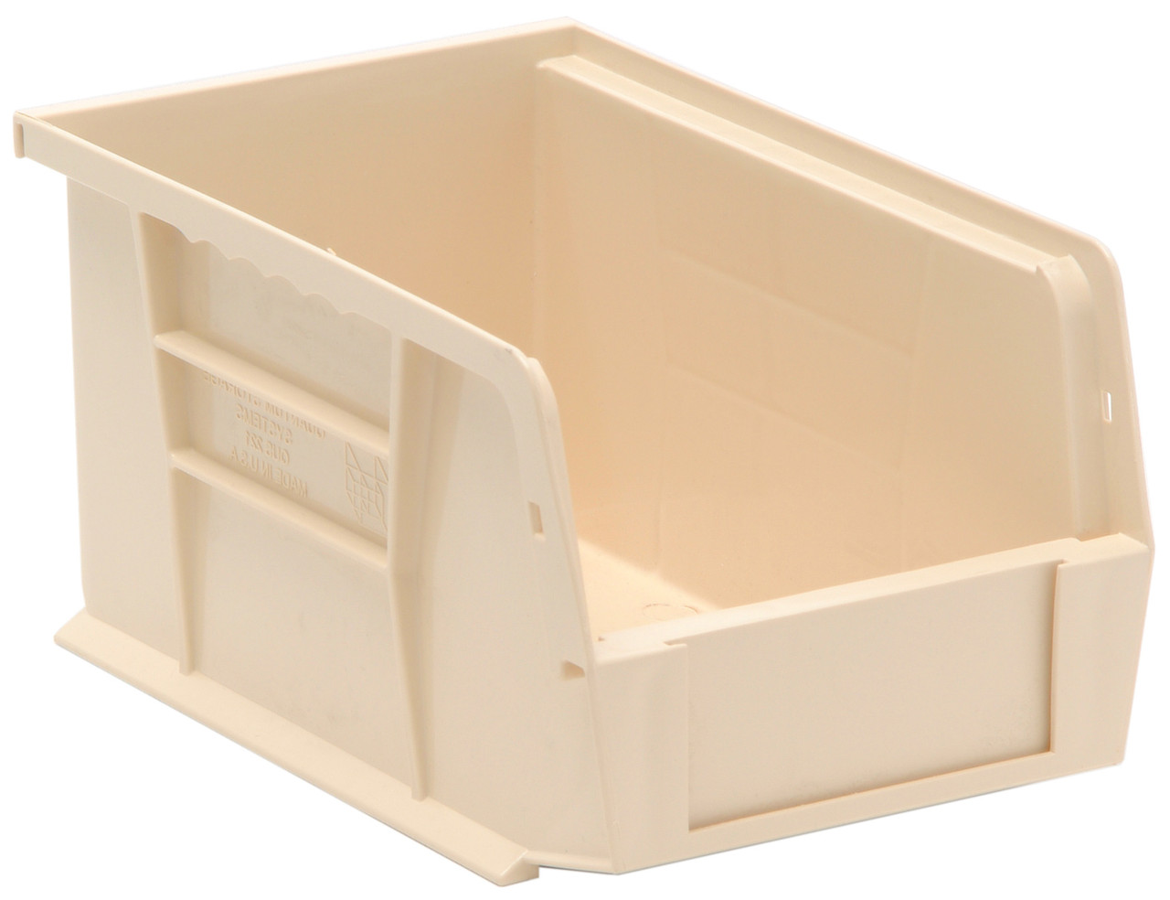 Bin, stacking or hanging, 6"W x 9-1/4"D x 5"H, Ivory, Ivory, Polypropylene, QUS221IV