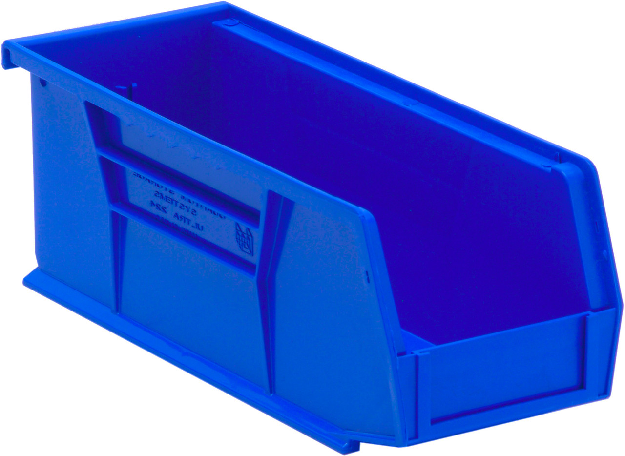 Bin, stacking or hanging, 4-1/8"W x 10-7/8"D x 4"H, Blue, Blue, Polypropylene, QUS224BL