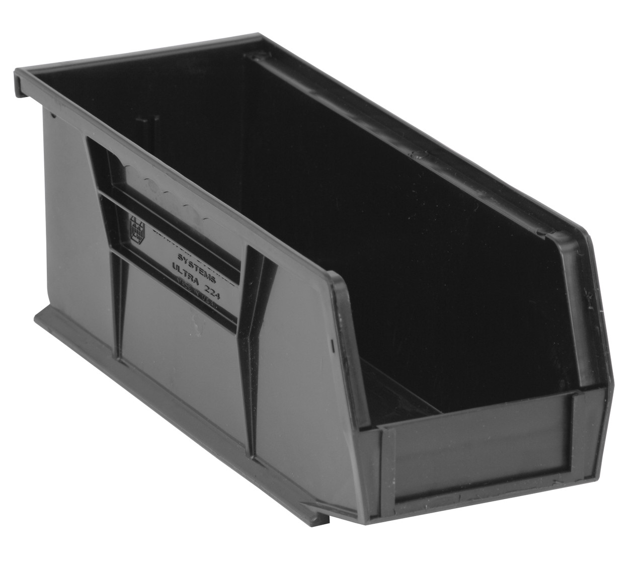 Bin, stacking or hanging, 4-1/8"W x 10-7/8"D x 4"H, Black, Black, Recycled PP, QUS224BR