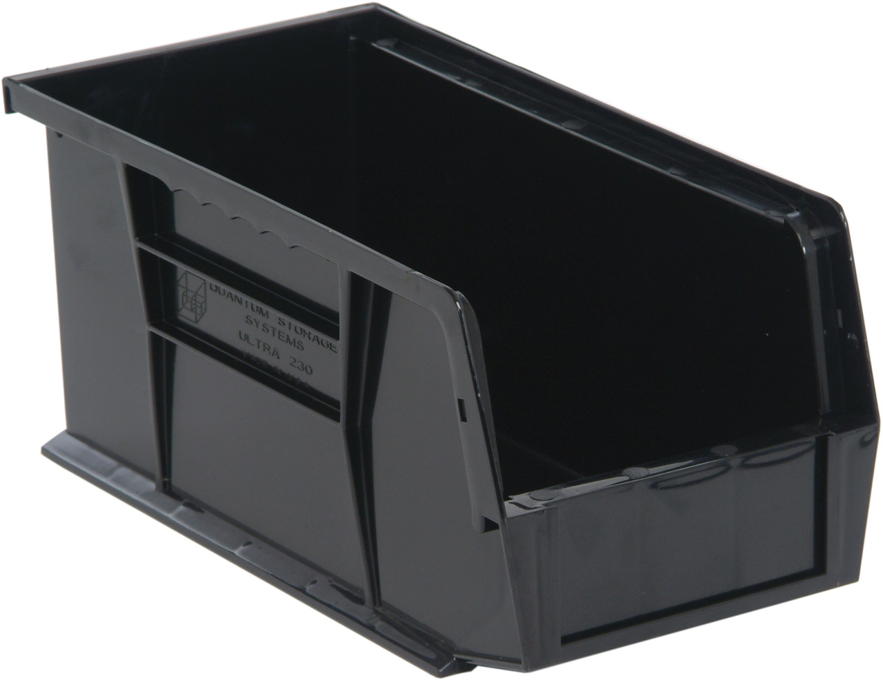 Bin, stacking or hanging, 5-1/2"W x 10-7/8"D x 5"H, Black, Black, Recycled PP, QUS230BR