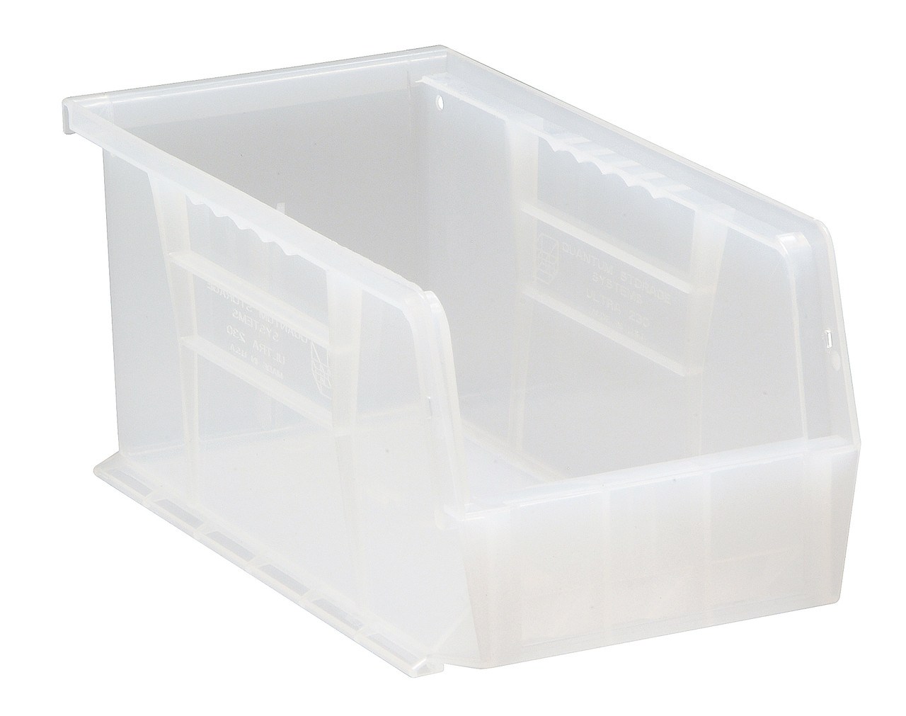 Bin, stacking or hanging, 5-1/2"W x 10-7/8"D x 5"H, Clear, Clear, Polypropylene, QUS230CL