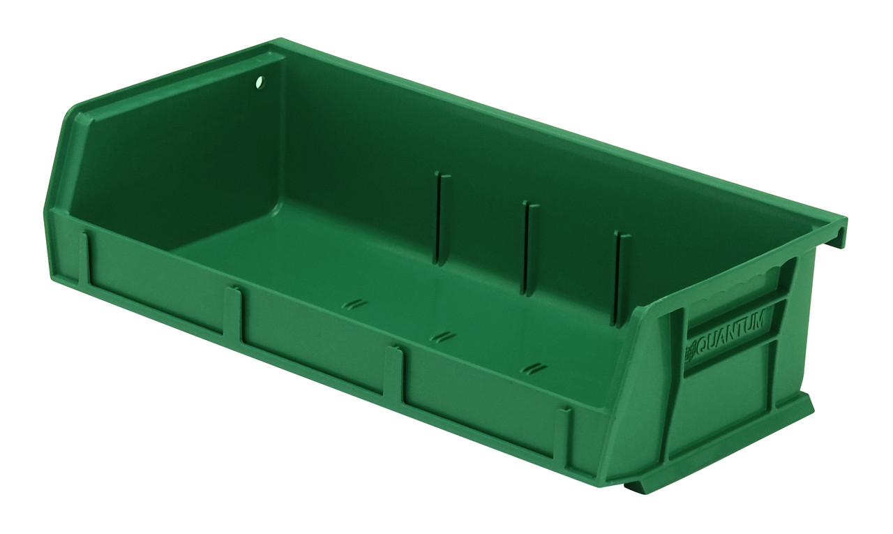 Bin, stacking or hanging, 11"W x 5-3/8"D x 3"H, Green, Green, Polypropylene, QUS232GN
