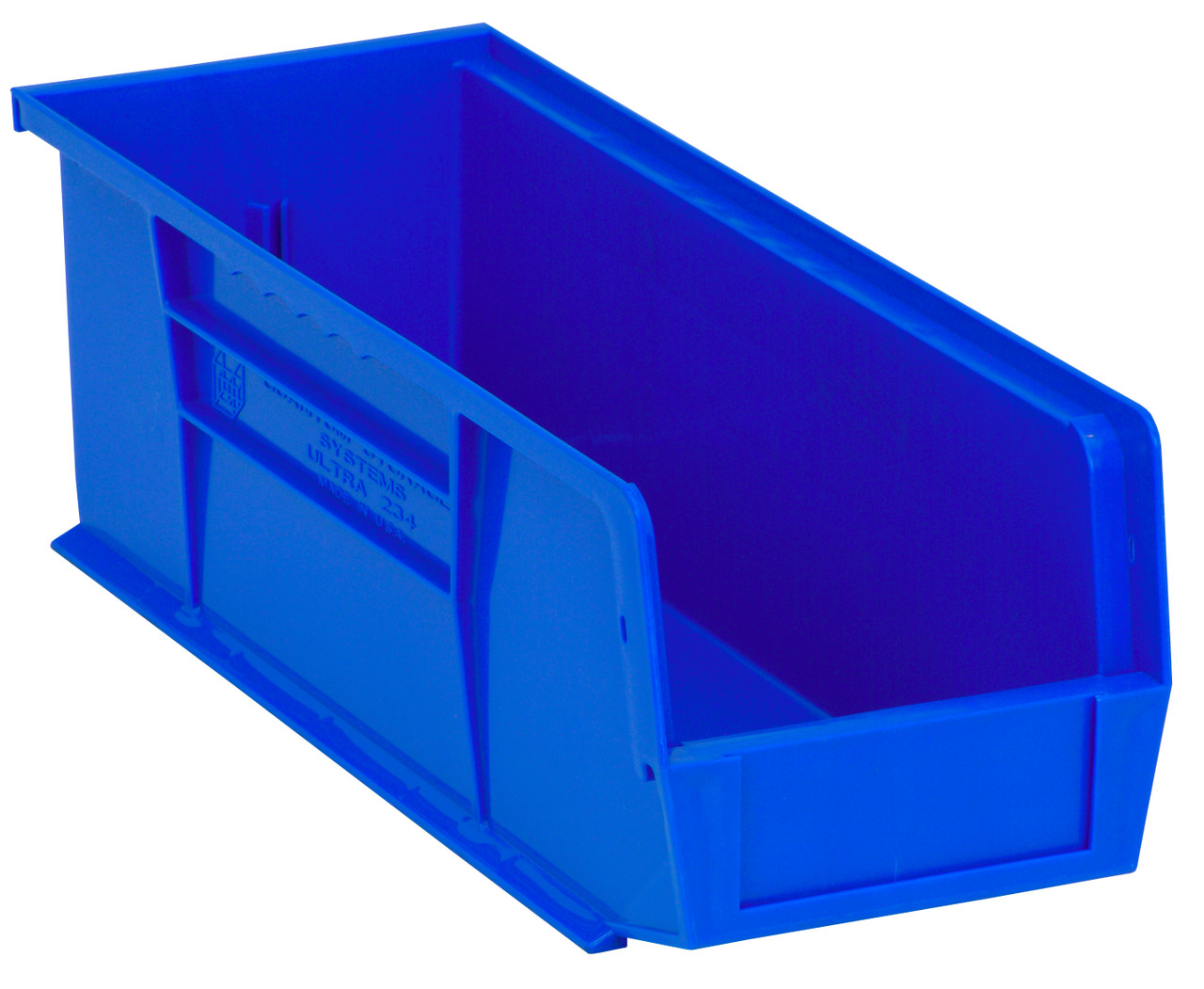 Bin, stacking or hanging, 5-1/2"W x 14-3/4"D x 5"H, Blue, Blue, Polypropylene, QUS234BLCS