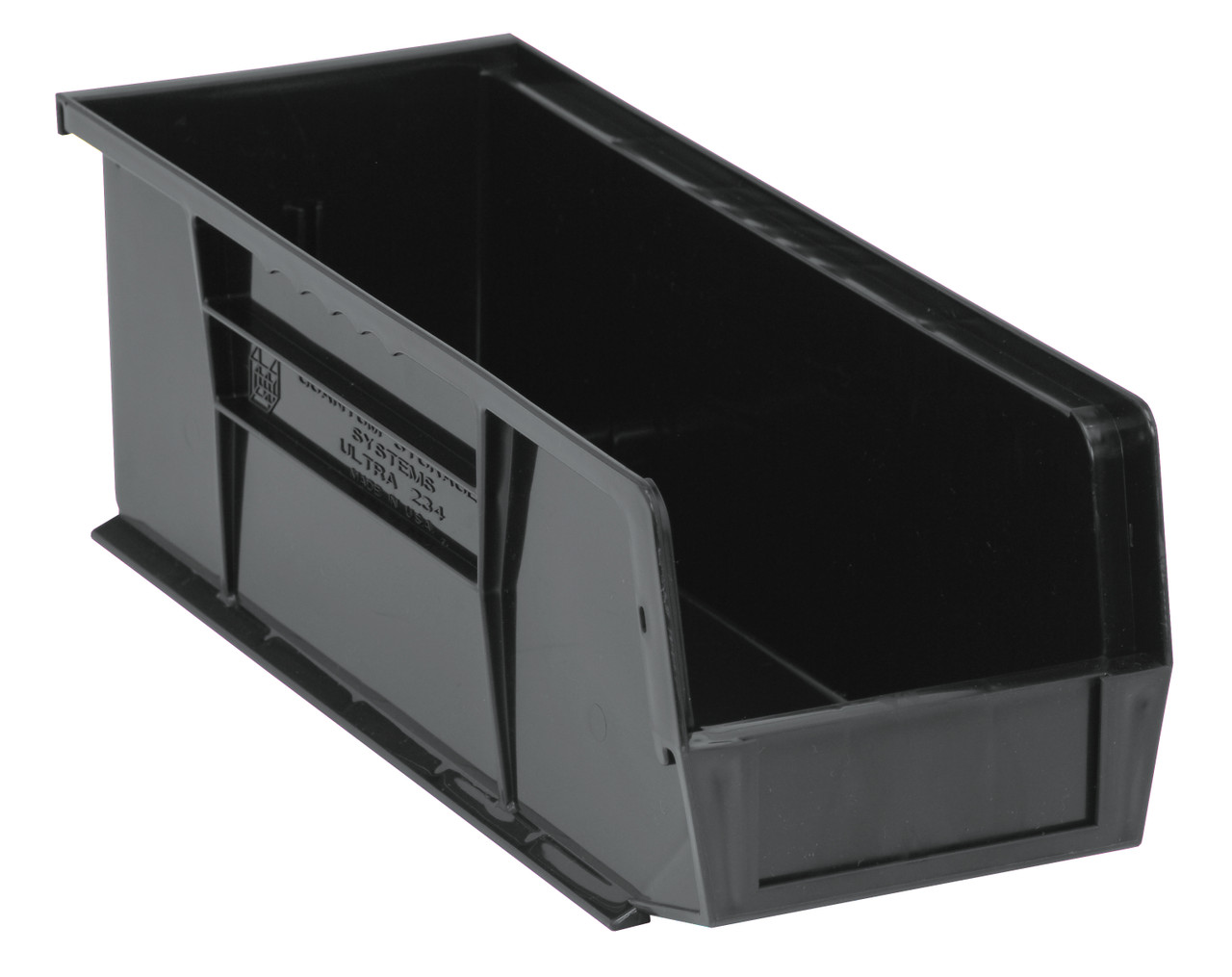 Bin, stacking or hanging, 5-1/2"W x 14-3/4"D x 5"H, Black, Black, Recycled PP, QUS234BR