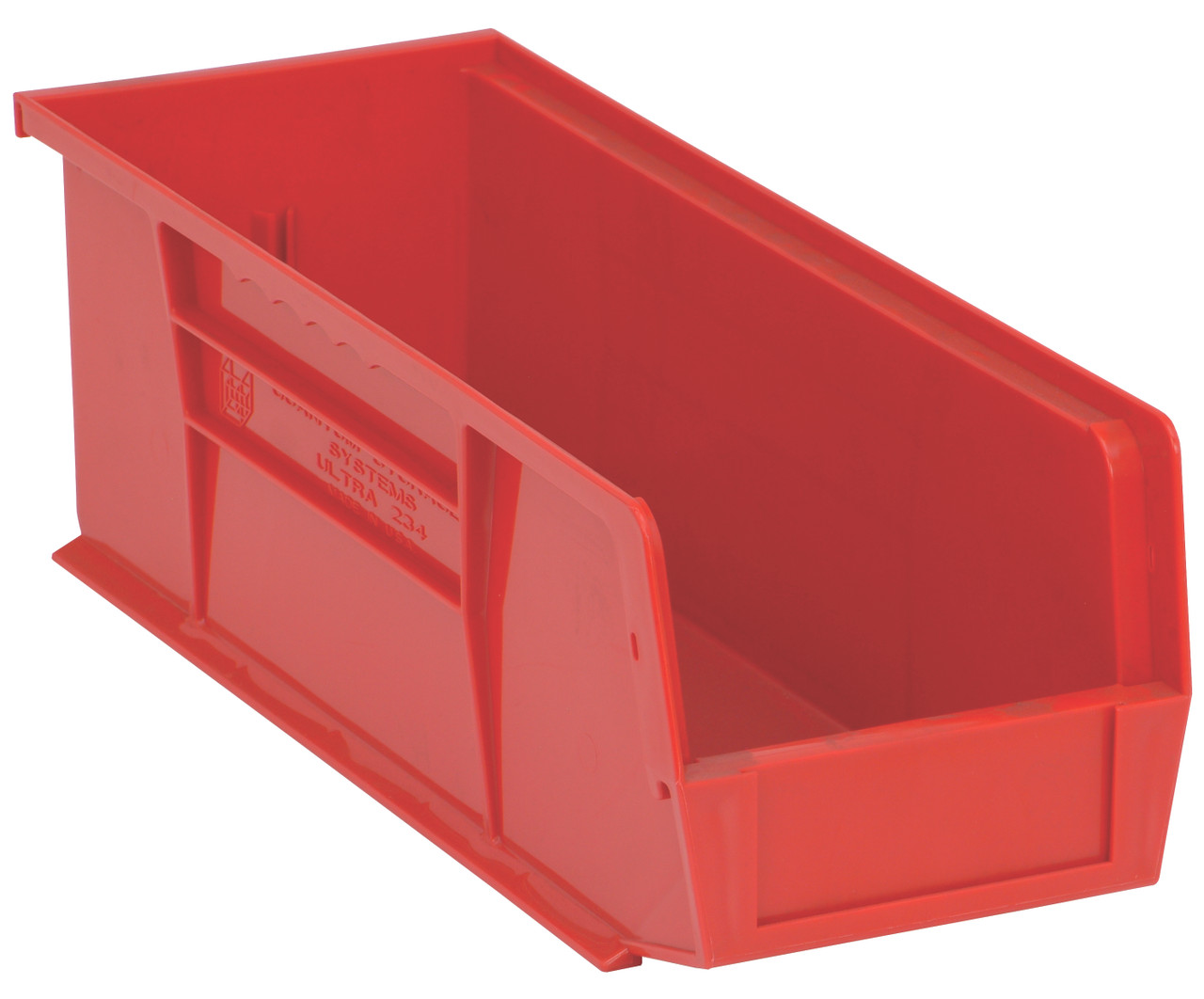 Bin, stacking or hanging, 5-1/2"W x 14-3/4"D x 5"H, Red, Red, Polypropylene, QUS234RD