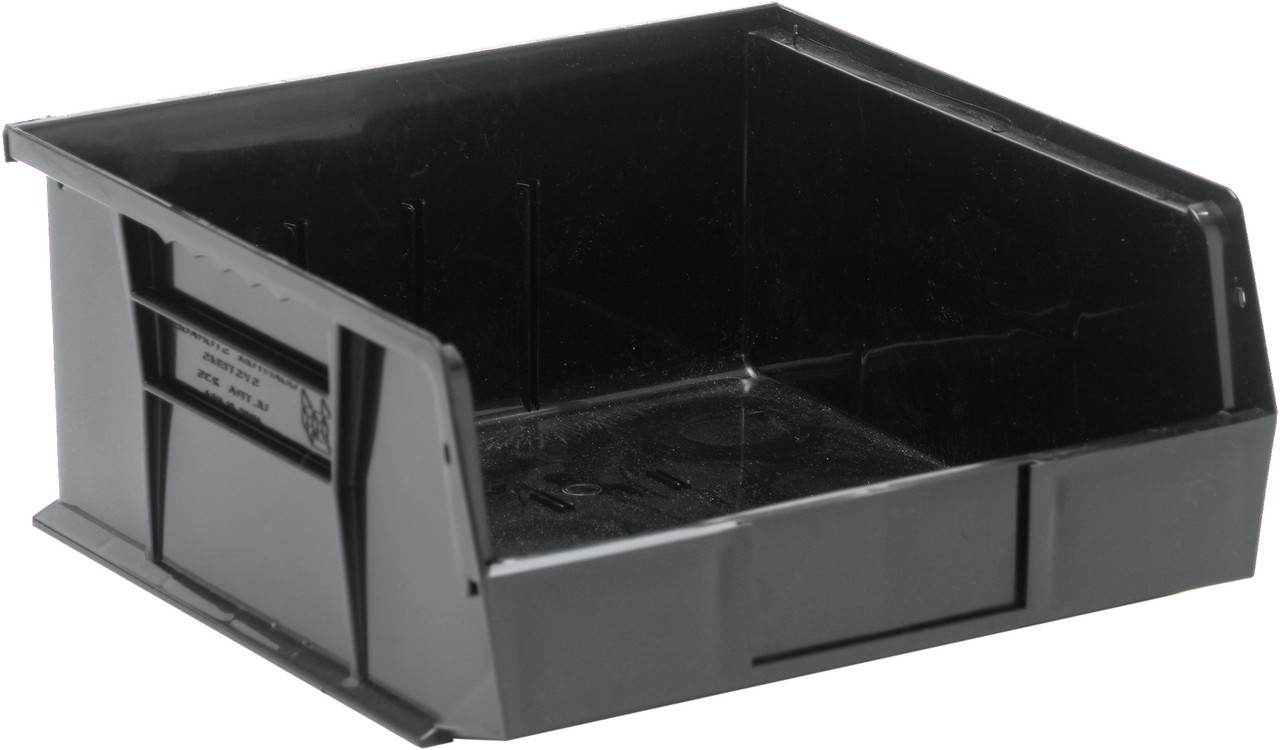 Bin, stacking or hanging, 11"W x 10-7/8"D x 5"H, Black, Black, Recycled PP, QUS235BR