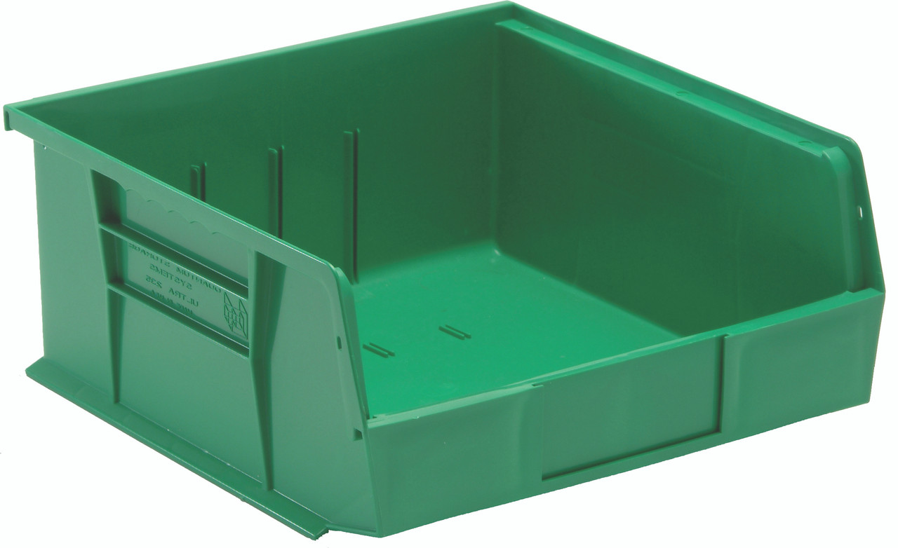 Bin, stacking or hanging, 11"W x 10-7/8"D x 5"H, Green, Green, Polypropylene, QUS235GNCS