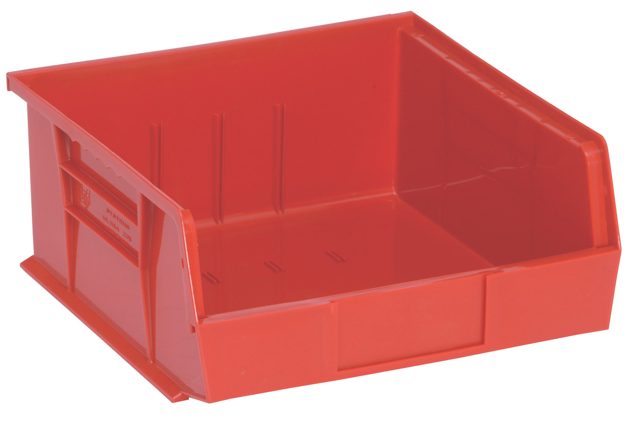 Bin, stacking or hanging, 11"W x 10-7/8"D x 5"H, Red, Red, Polypropylene, QUS235RDCS