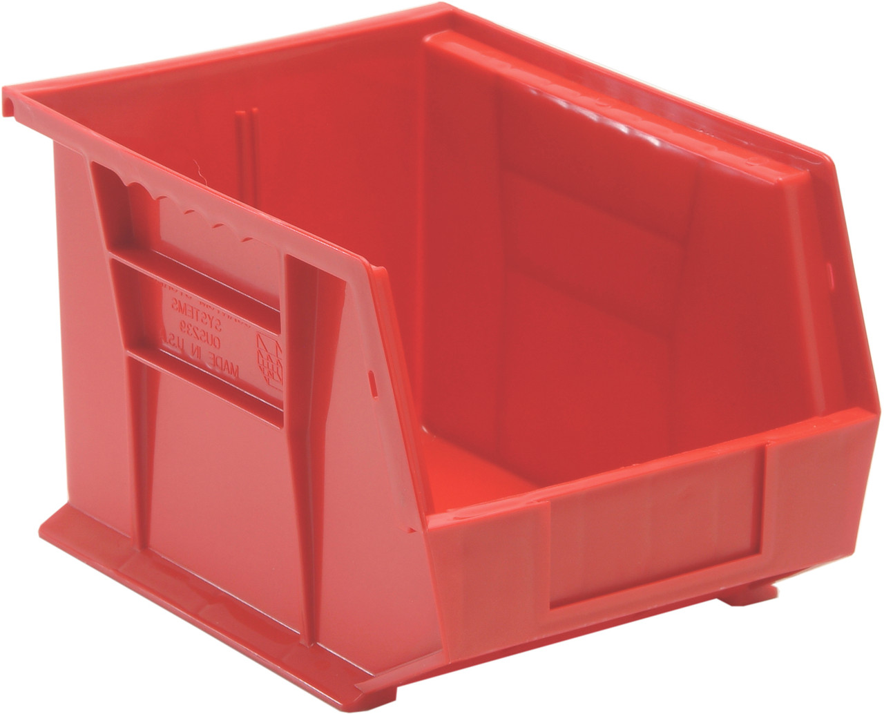 Bin, stacking or hanging, 8-1/4"W x 10-3/4"D x 7"H, Red, Red, Polypropylene, QUS239RD