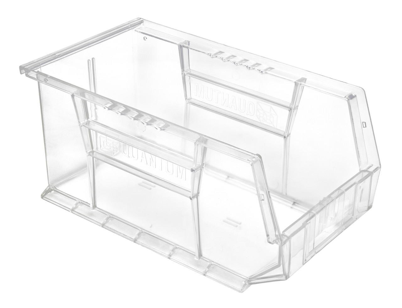 Bin, stacking or hanging, 8-1/4"W x 14-3/4"D x 7"H, Crystal Clear, Crystal Clear, Acrylic, QUS240CCCS