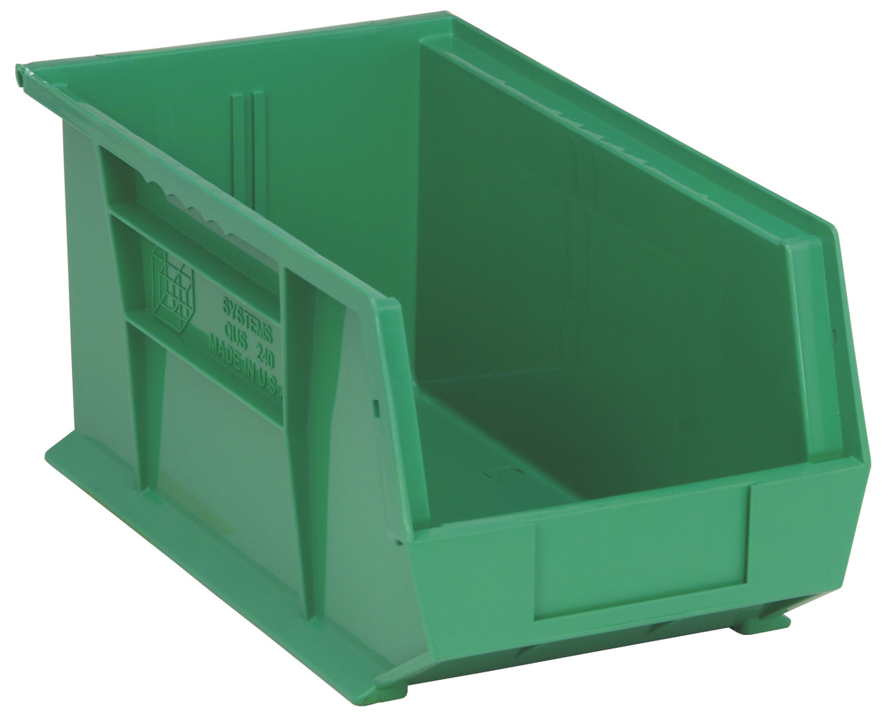 Bin, stacking or hanging, 8-1/4"W x 14-3/4"D x 7"H, Green, Green, Polypropylene, QUS240GN