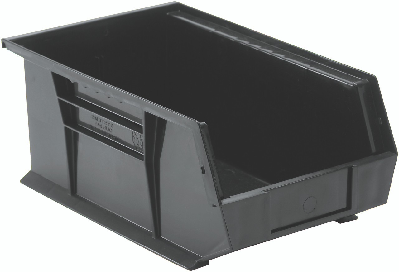 Bin, stacking or hanging, 8-1/4"W x 13-5/8"D x 6"H, Black, Black, Polypropylene, QUS241BKCS