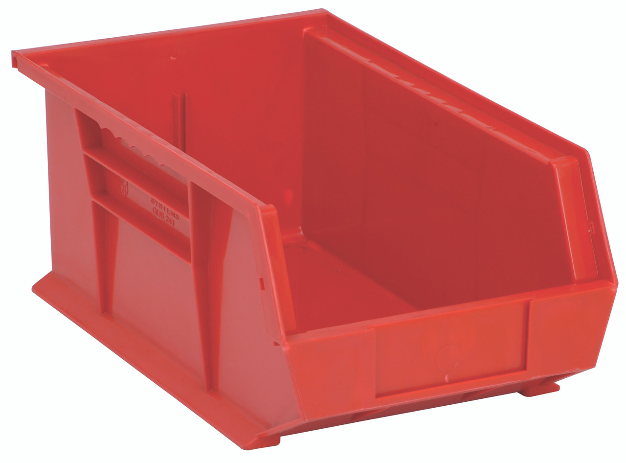 Bin, stacking or hanging, 8-1/4"W x 13-5/8"D x 6"H, Red, Red, Polypropylene, QUS241RDCS