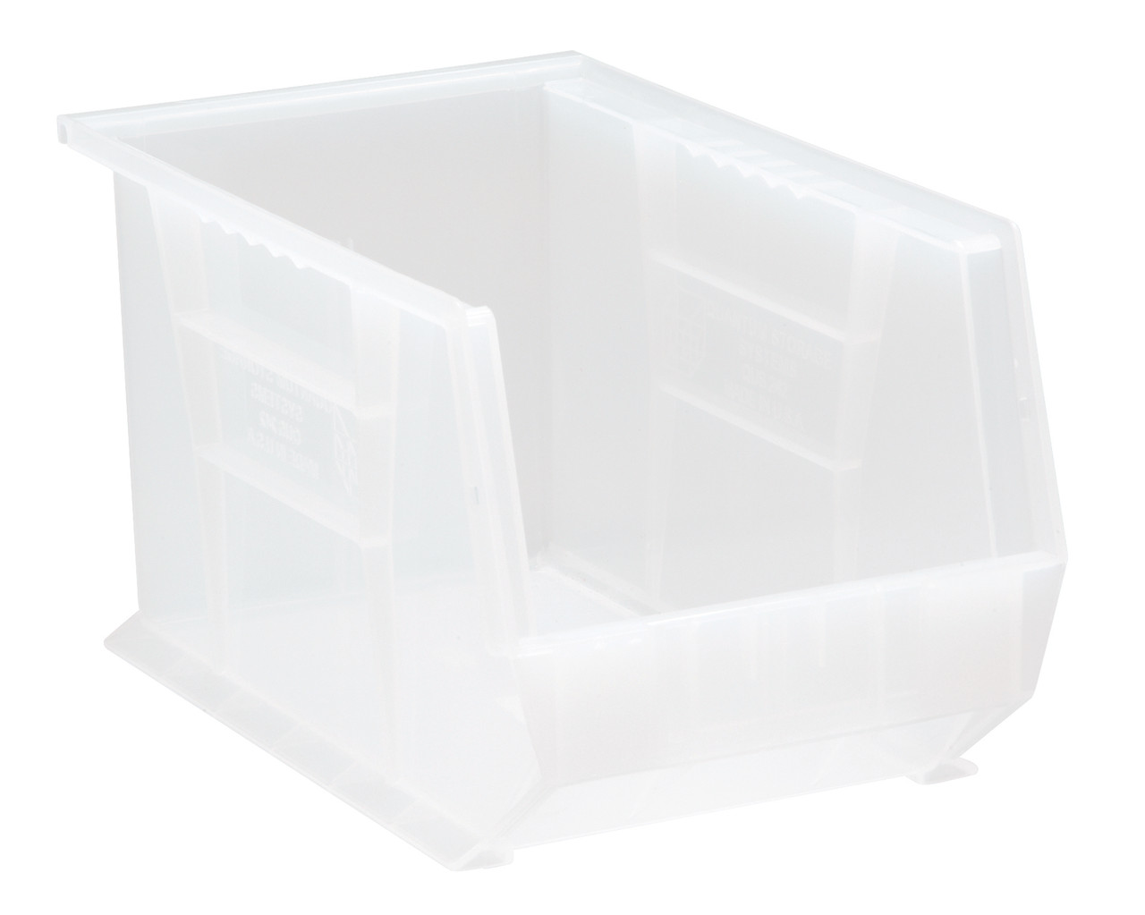 Bin, stacking or hanging, 8-1/4"W x 13-5/8"D x 8"H, Clear, Clear, Polypropylene, QUS242CL