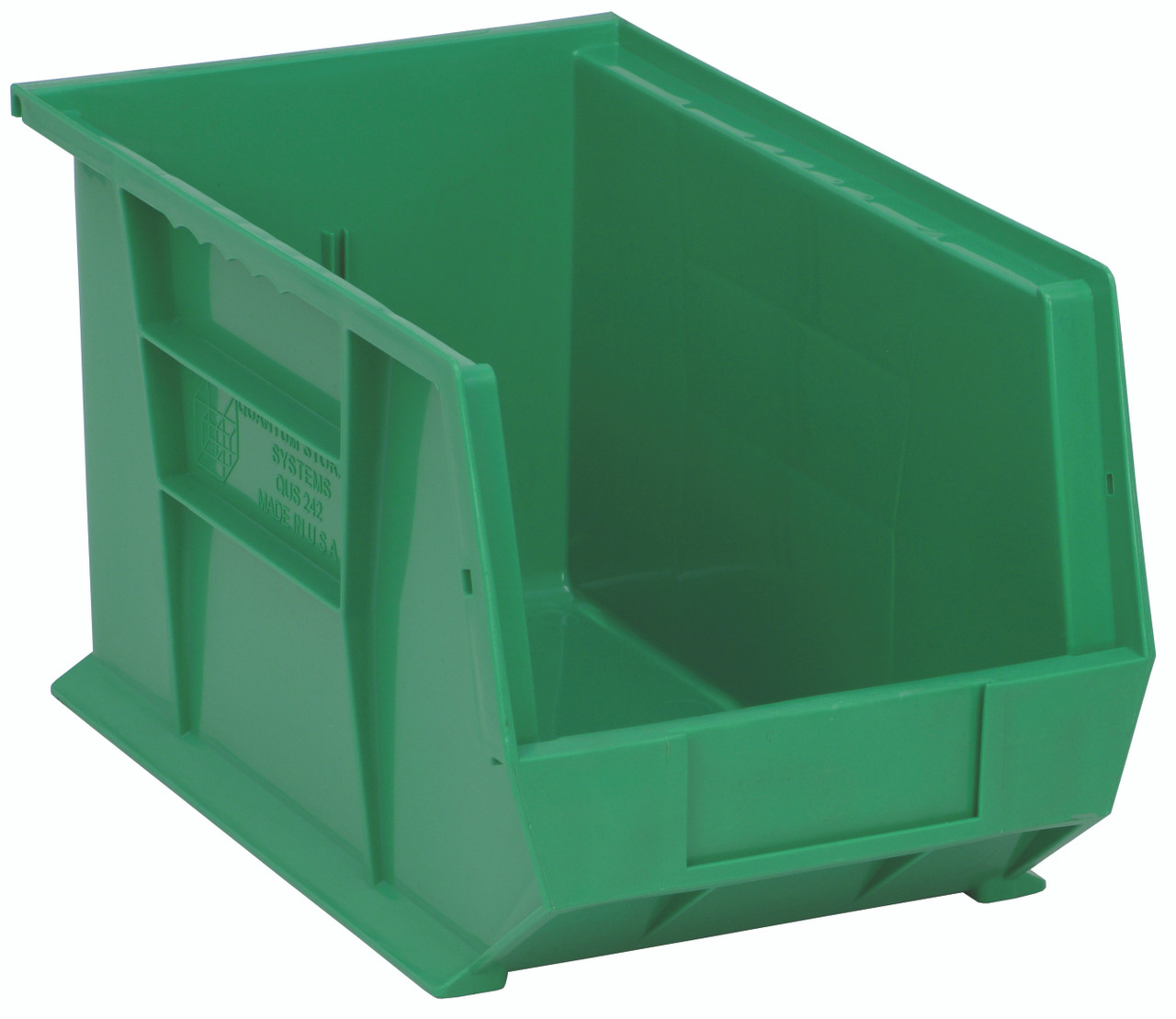 Bin, stacking or hanging, 8-1/4"W x 13-5/8"D x 8"H, Green, Green, Polypropylene, QUS242GN