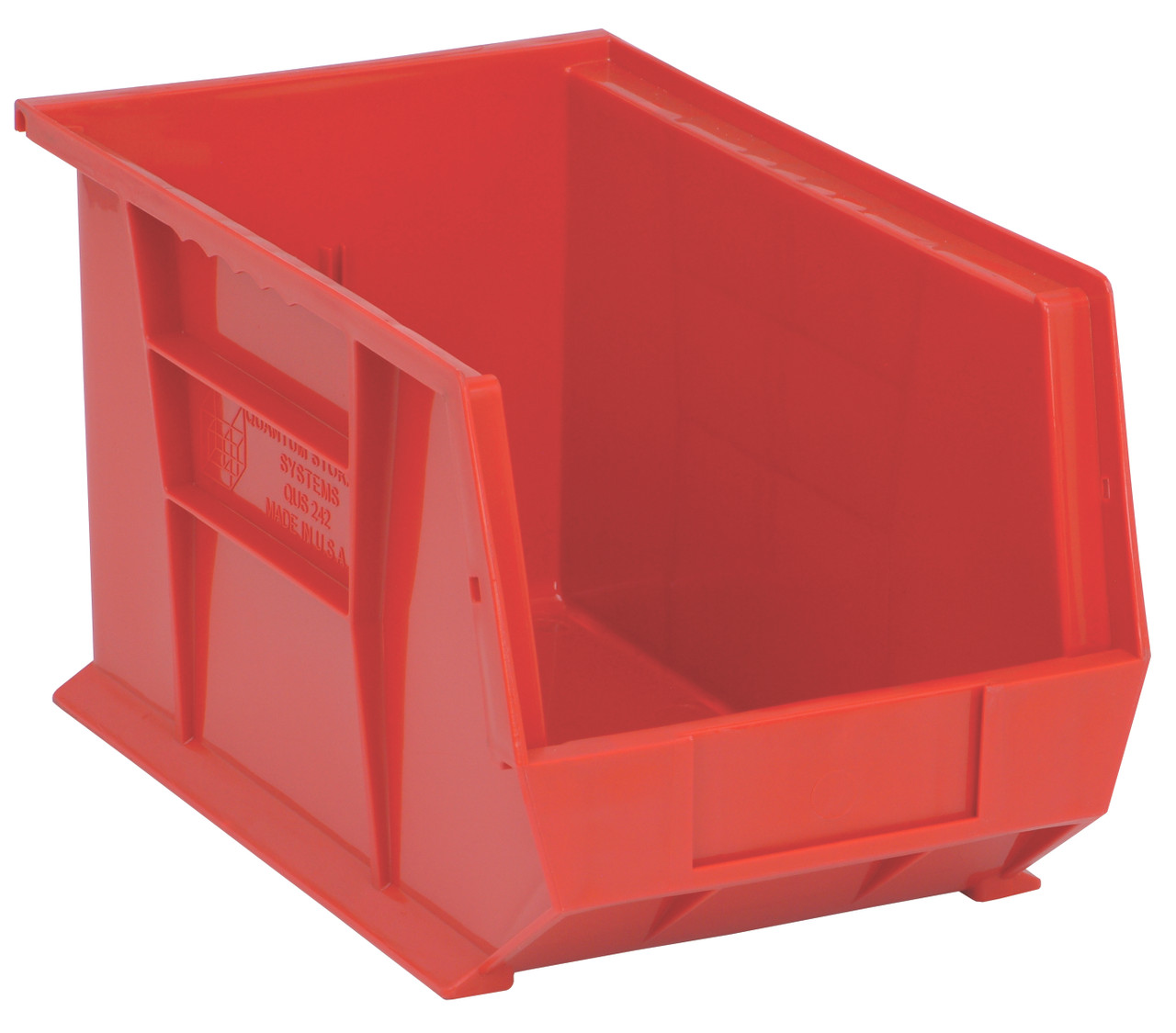 Bin, stacking or hanging, 8-1/4"W x 13-5/8"D x 8"H, Red, Red, Polypropylene, QUS242RD