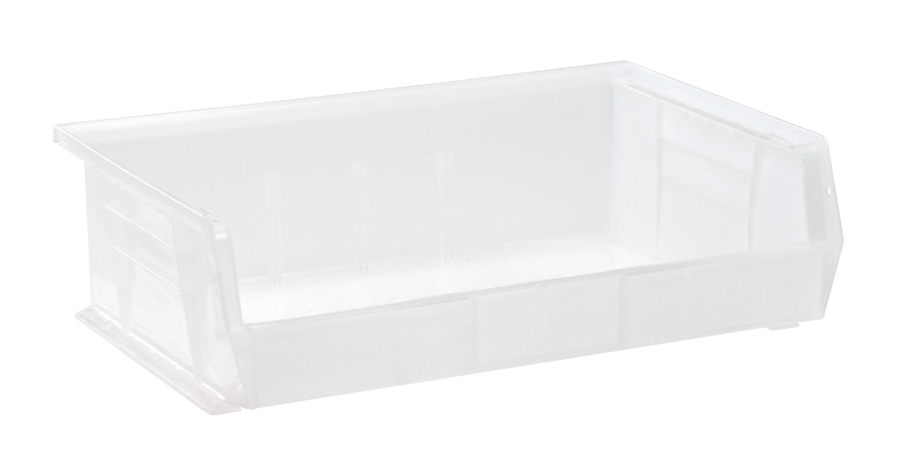 Bin, stacking or hanging, 16-1/2"W x 10-7/8"D x 5"H, Clear, Clear, Polypropylene, QUS245CL