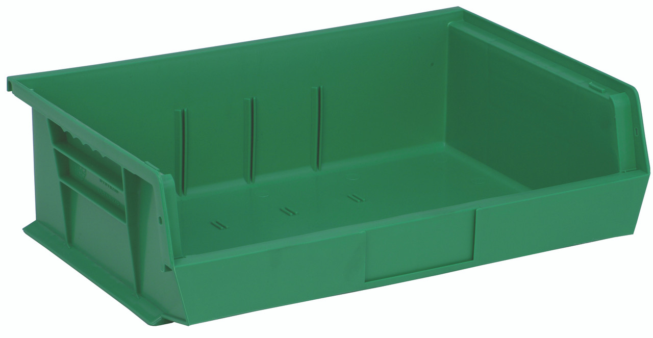 Bin, stacking or hanging, 16-1/2"W x 10-7/8"D x 5"H, Green, Green, Polypropylene, QUS245GNCS
