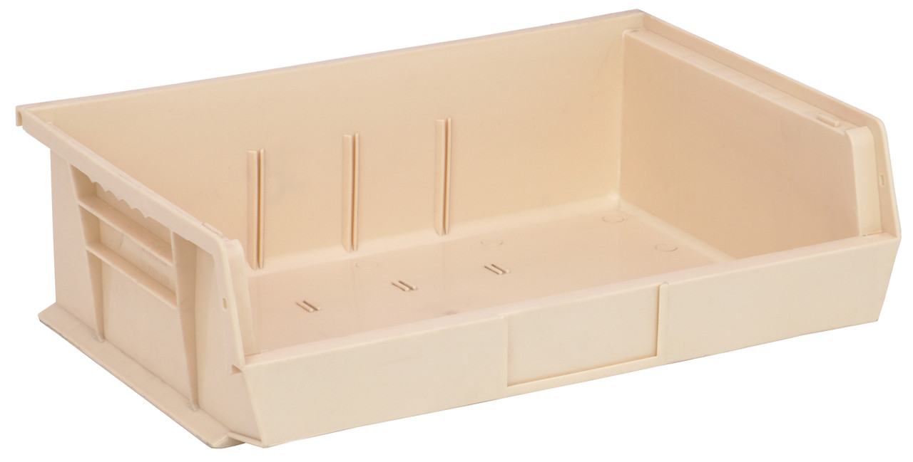 Bin, stacking or hanging, 16-1/2"W x 10-7/8"D x 5"H, Ivory, Ivory, Polypropylene, QUS245IV