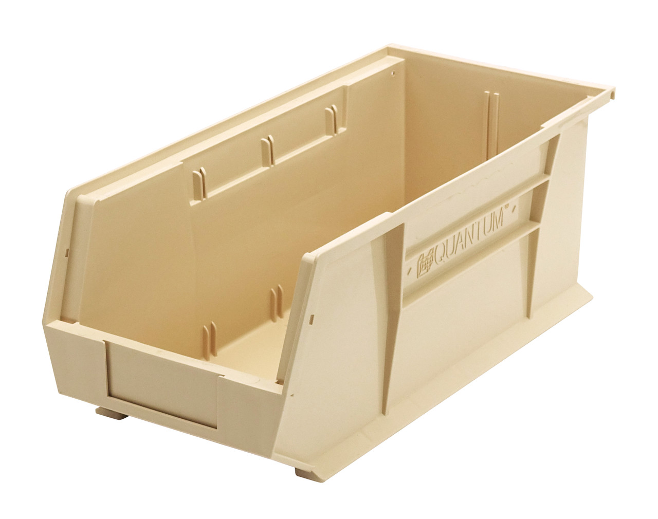 Bin, stacking or hanging, 8-1/4"W x 18"D x 7"H, Ivory, Ivory, Polypropylene, QUS248IV