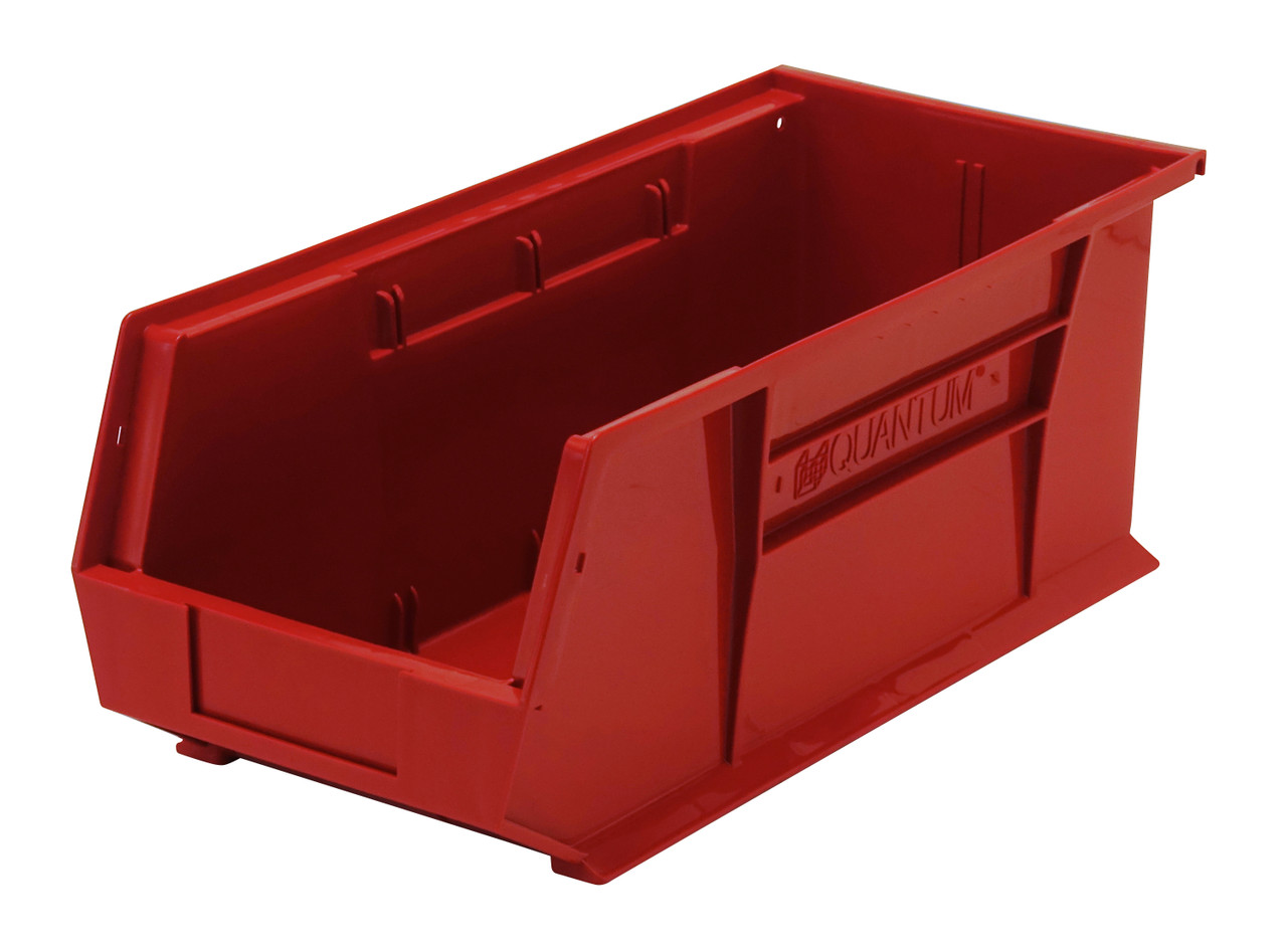 Bin, stacking or hanging, 8-1/4"W x 18"D x 7"H, Red, Red, Polypropylene, QUS248RD
