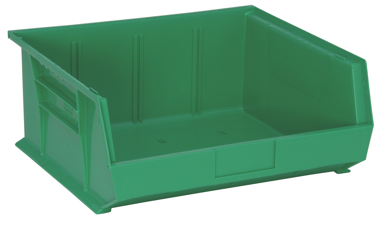 Bin, stacking or hanging, 16-1/2"W x 14-3/4"D x 7"H, Green, Green, Polypropylene, QUS250GN